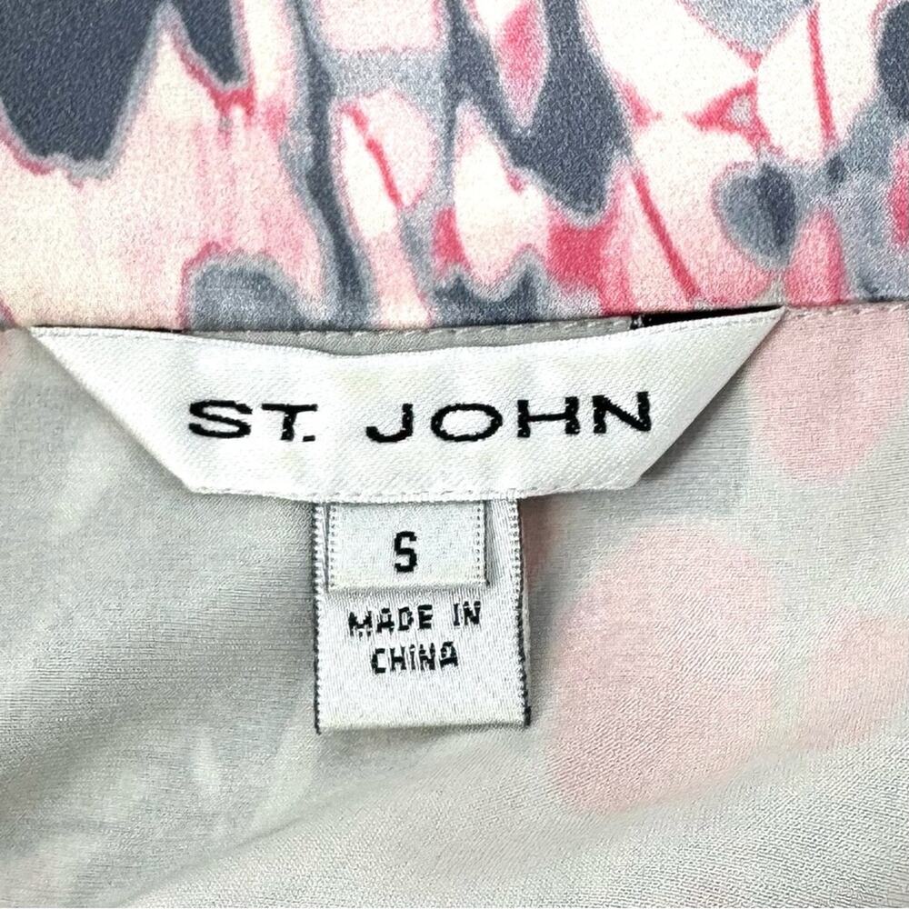 St. John Abstract Round Neck Silk Tank Top Pink and Grey Size Small - Picture 5 of 7